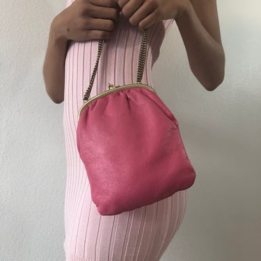 Vintage Pink Leather Bag. 
