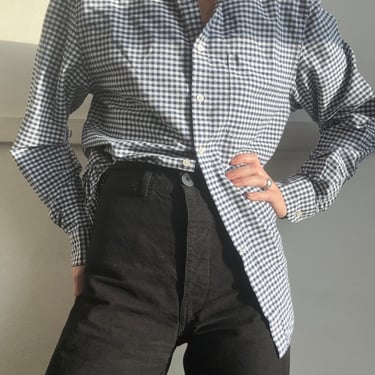 vintage gingham cotton menswear blouse 
