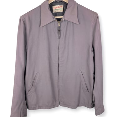 Vintage Early 1950s FIELD & STREAM Zip-Front Wool Gabardine Jacket ~ size M ~ Cossack ~ Work Wear ~ Waist Tabs 
