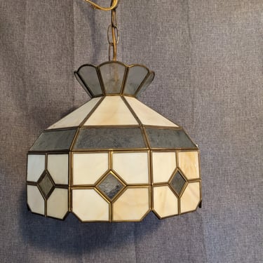 Vintage  12'' Hanging Stained Glass Lamp ,
