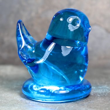 1988 Leo Ward Bluebird of Happiness Glass Sculpture | Glass Blue Bird Dated and Signed | Bixley Shop 