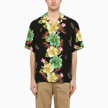 Etro Black Viscose Floral Print Shirt Men