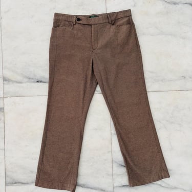 Vintage Lauren Ralph Lauren Pants Trouser Tan Houndstooth Women 12 Preppy See Below 