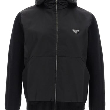 Prada Men Logo Bimaterial Cardigan