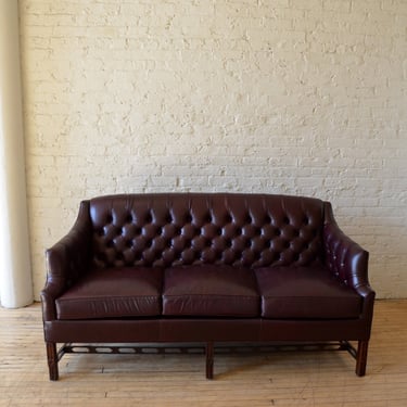 Vintage Leather Craft Chesterfield Settee / Bench / Sofa