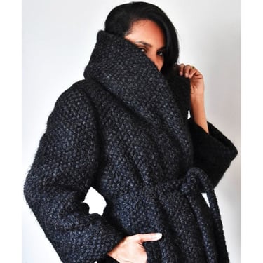 RARE 1950s Jeanne Lanvin-Castillo Paris wool mohair coat, vintage wool coat, 50s black coat 