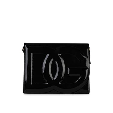 Dolce &amp; Gabbana Black Shiny Leather Shoulder Bag Woman