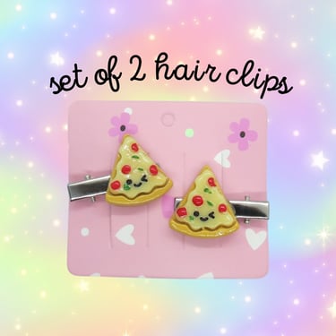 Pizza Hair Clip Set Cute Kawaii Food Clips Barrettes 