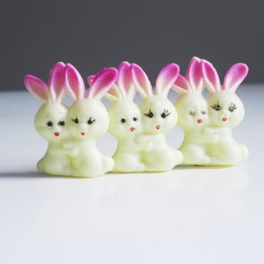 Vintage Bunny Rabbits, Mini Hugging Bunnies, Gift Box Decoration, Wreath or Basket Supplies 