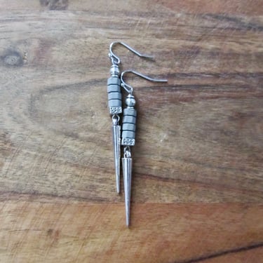 Simple gray and silver minimalist earrings 