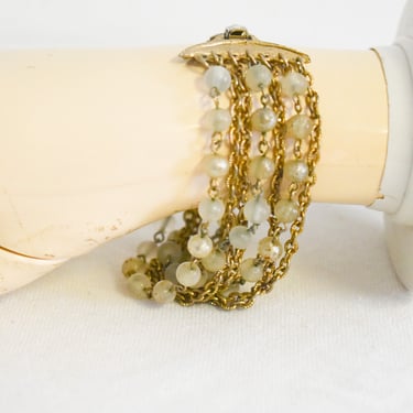 1960s Gold Chain and Bead Multi Strand Bracelet 