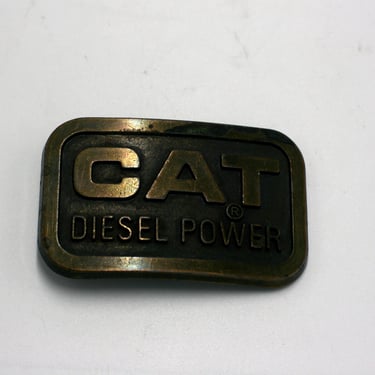 vintage CAT diesel power brass buckle 