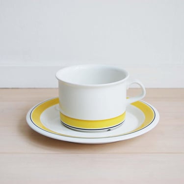Scandinavian Modern Arabia Finland Faenza Yellow Tea Cup and Saucer Set 