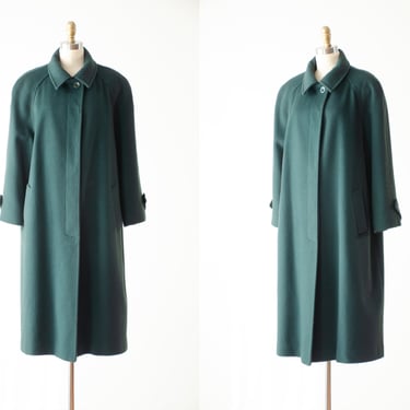 forest green wool coat | 80s 90s plus size vintage JG Hook dark green academia style heavy long wool coat 