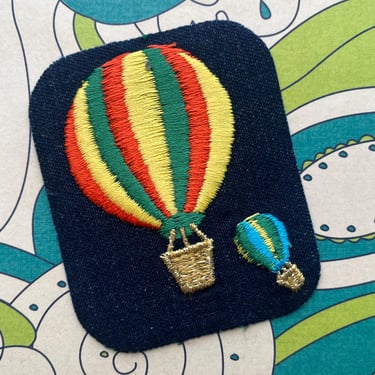 hot air balloon patch 1970s embroidered denim pocket appliqué 