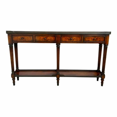 Elegant Theodore Alexander Traditional Burl Wood Finished Console Table