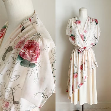 Vintage 1970s Sheer Rose Dress / M 