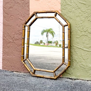 Faux Bamboo Octagon Mirror