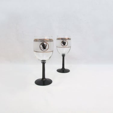 Vintage Caesars Palace Wine Glasses 22kt Gold Trim - Vegas 