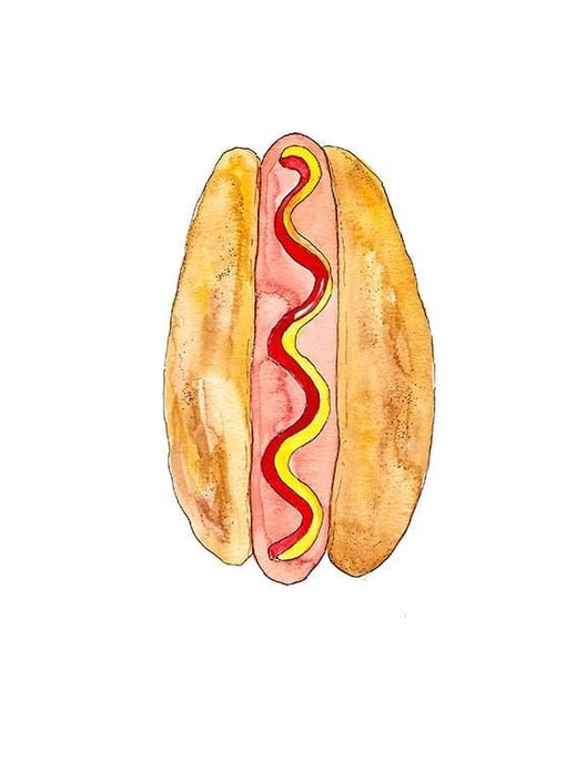Hot Dog Illustrated Art Print
