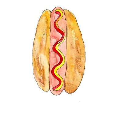 Hot Dog Illustrated Art Print