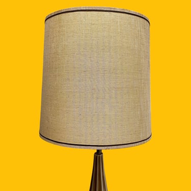 Vintage Barrel Lampshade Retro 1960s Mid Century Modern + Beige Fabric + Brown Trim + Lighting + MCM Home Decor + Lamp Decoration + Shade 