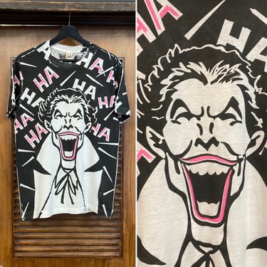 Vintage 1980’s “The Joker” Batman DC Comics AOP Ha Ha Cartoon Tee Shirt, 80’s T Shirt, 80’s Screen Stars, Vintage Clothing 