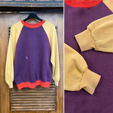 Vintage 1960’s Tri-Tones Mod Color Block 50/50 Sweatshirt, 60’s Pullover, Vintage Clothing 