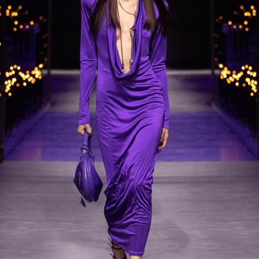 VERSACE- NWT 2023 Purple Jersey Knit Maxi Gown, Size 8