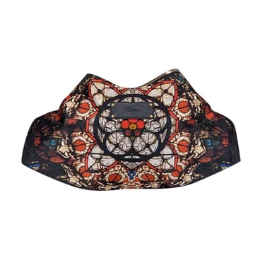 Alexander McQueen - Black w/ Cream & Red Medallion Print Satin Manta Clutch Bag