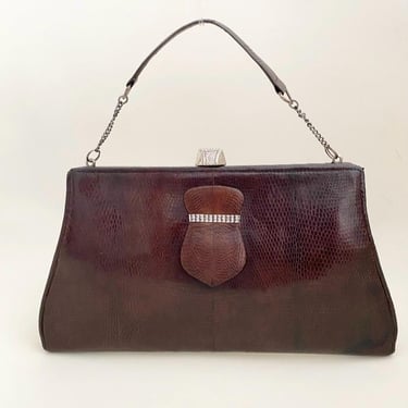 Beautiful, Antique Art Deco 1920s Lizard skin handbag Flapper purse by BakeliteBa