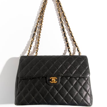 CHANEL Black Caviar Jumbo Flap Bag