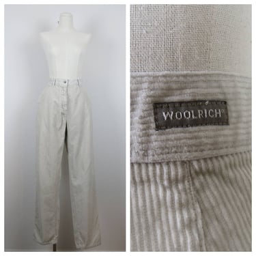 Vintage 1990s wide wale corduroy trousers, tapered leg, high waist, Woolrich 