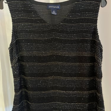 Y2K Ann Taylor Black and Silver Beaded Sleeveless Top