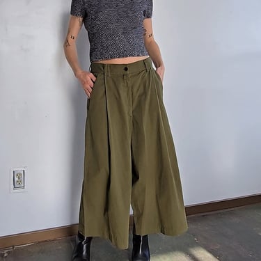 Dries van Noten Olive Wide Leg Pants (M)