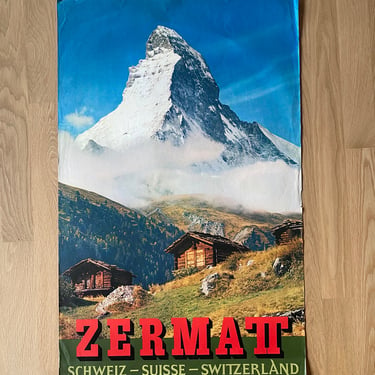 Original 1970’s Zermatt Switzerland large travel poster 