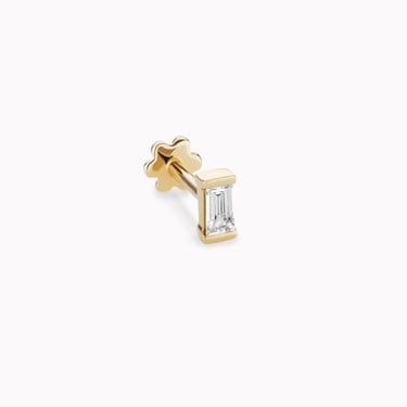 Diamond Baguette Threaded Piercing Stud