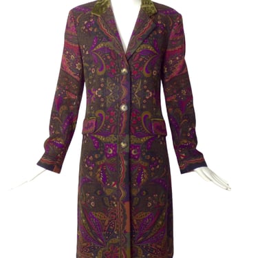 ETRO- Floral Print Wool Flannel Coat, Size 10