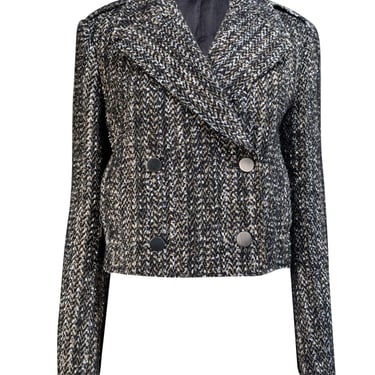 Theory - Black, White, & Beige Tweed Cropped Jacket Sz 10