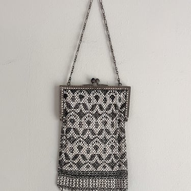 Antique 1920's Art Deco Ivory Chain Mail Evening Bag by Mandalian Mfg. Co.