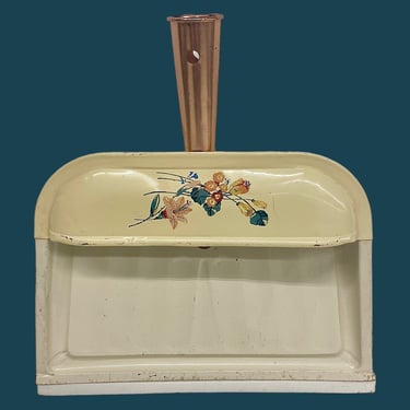 Vintage Ballonoff Dust Pan Retro 1980s Farmhouse + Metal + Cream and Copper + Flower Design + Cleaning Accessory + Sweep the Floor + Decor 