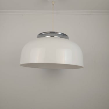 Vintage Meblo Guzzini White Large Ceiling Light / Luigi Massoni Design / Midcentury Modern Lamp / Dinning Room Decor / 1970s 