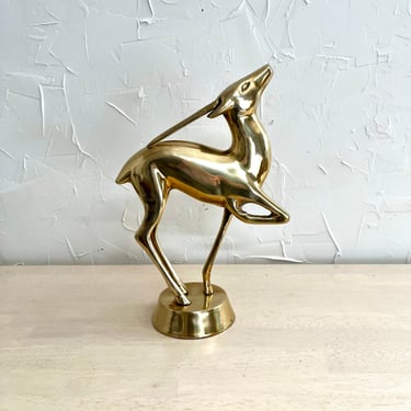 Vintage Brass Gazelle Statue | Mid Century Modern Deer Figurine | Brass Modern Sculpture | Brass Antelope Statue 