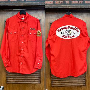 Vintage 1960’s Original “Roving Gamblers” Motorcycle MC Club Western Cowboy AMA Rockabilly Shirt, 60’s Vintage Clothing 