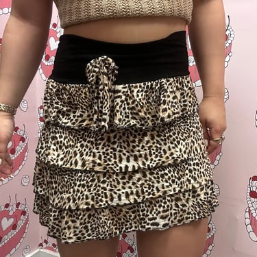 Leopard Print Ruffle Skirt