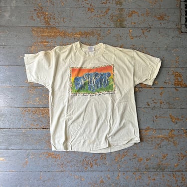 Vintage 1990s Thrashed Human-I-Tees Elephants Graphic Shirt 
