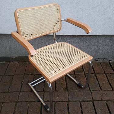 Vintage Cesca Cantilever Chair with armrests, Marcel Breuer S64 design, Thonet chairs, Bauhaus chrome tubular steel, fully restored 