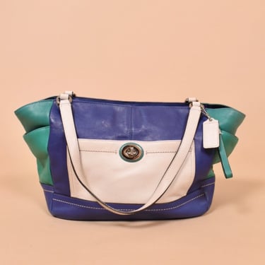 Blue Y2K Leather Colorblock Carrie Purse By Coach
