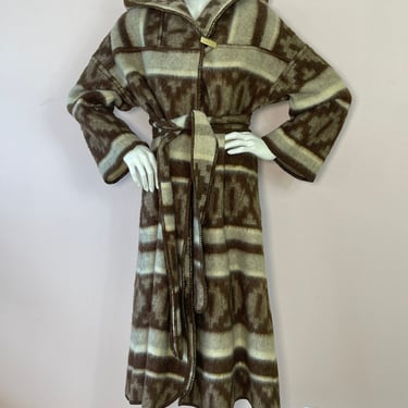 Vintage 70s Junior Gallery Wool Hooded Blanket Coat 
