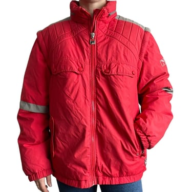 Vintage 80s Retro Fila Red Italian Goose Down Ski Puffer Coat Jacket Sz L 